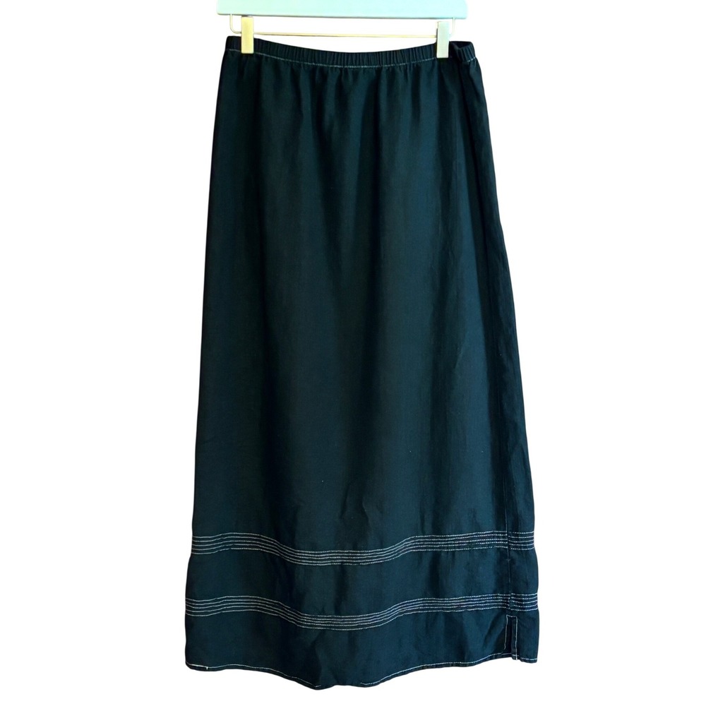 Hot Cotton by Marc Ware Black Linen Blend Maxi Skirt Medium Effortless Lagenlook